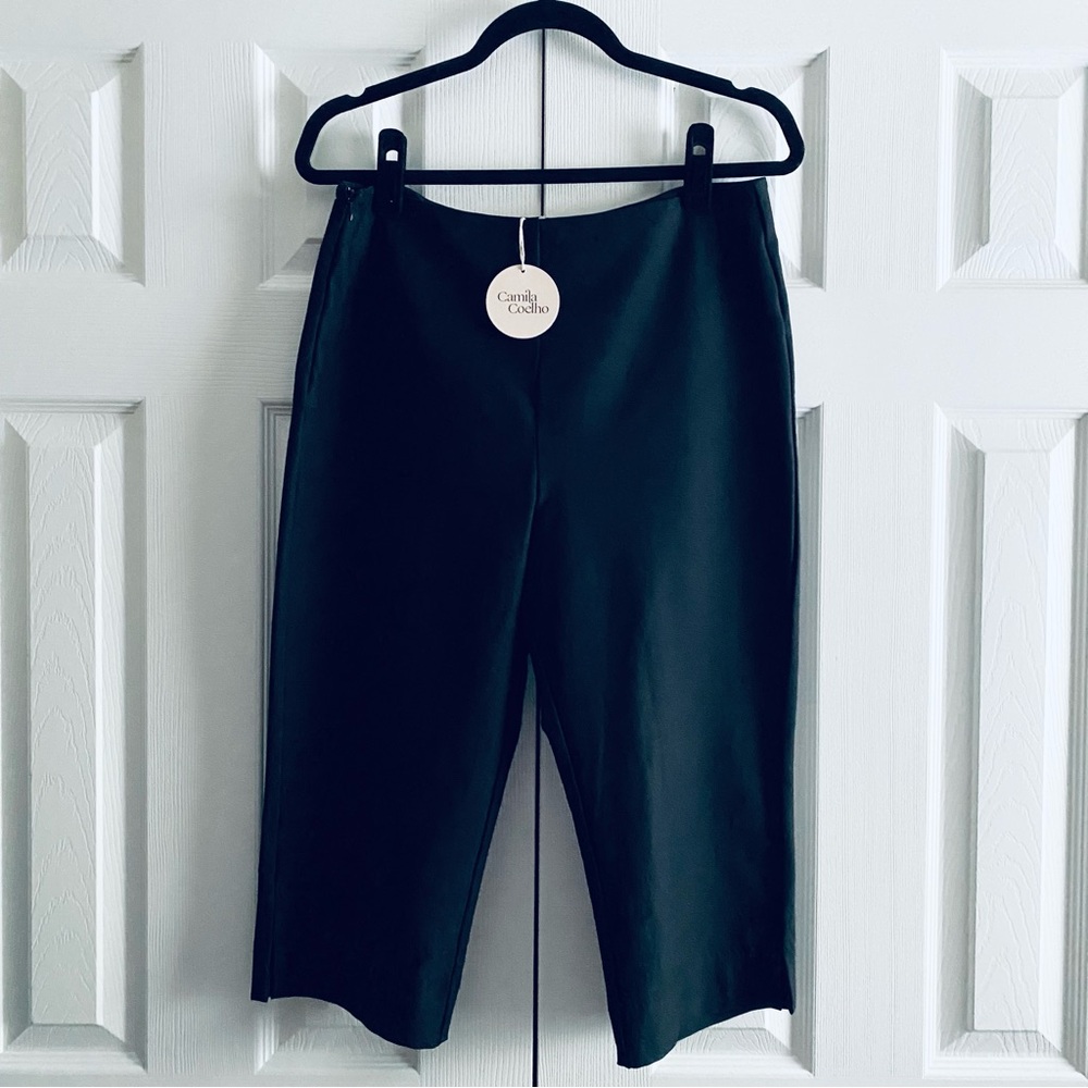 CAMILA COELHO COTTON STRETCH CAPRIS PANTS Black M